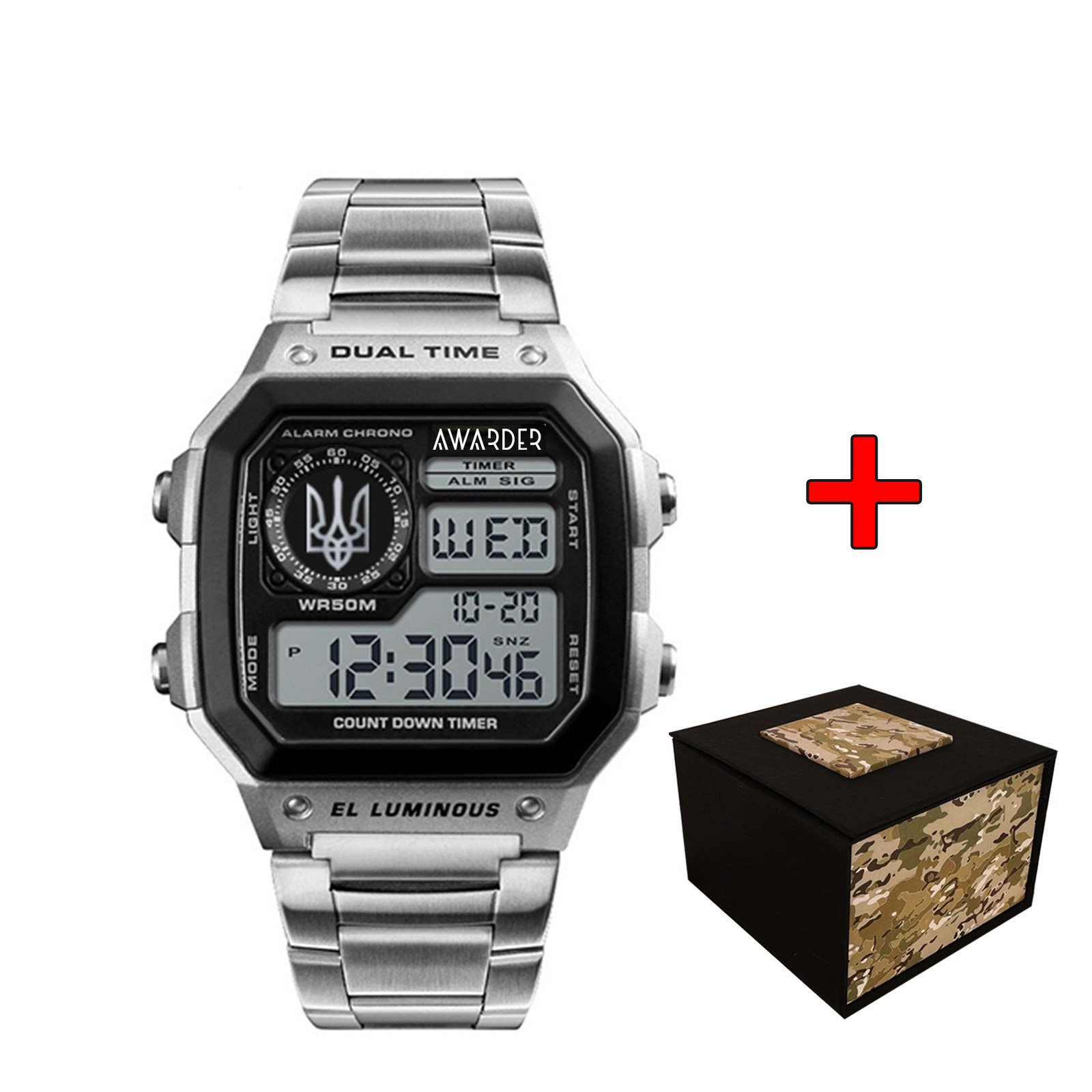 Наручний годинник Awarder 011BKUASI Тризуб срібло Срібло + Коробка. img-1