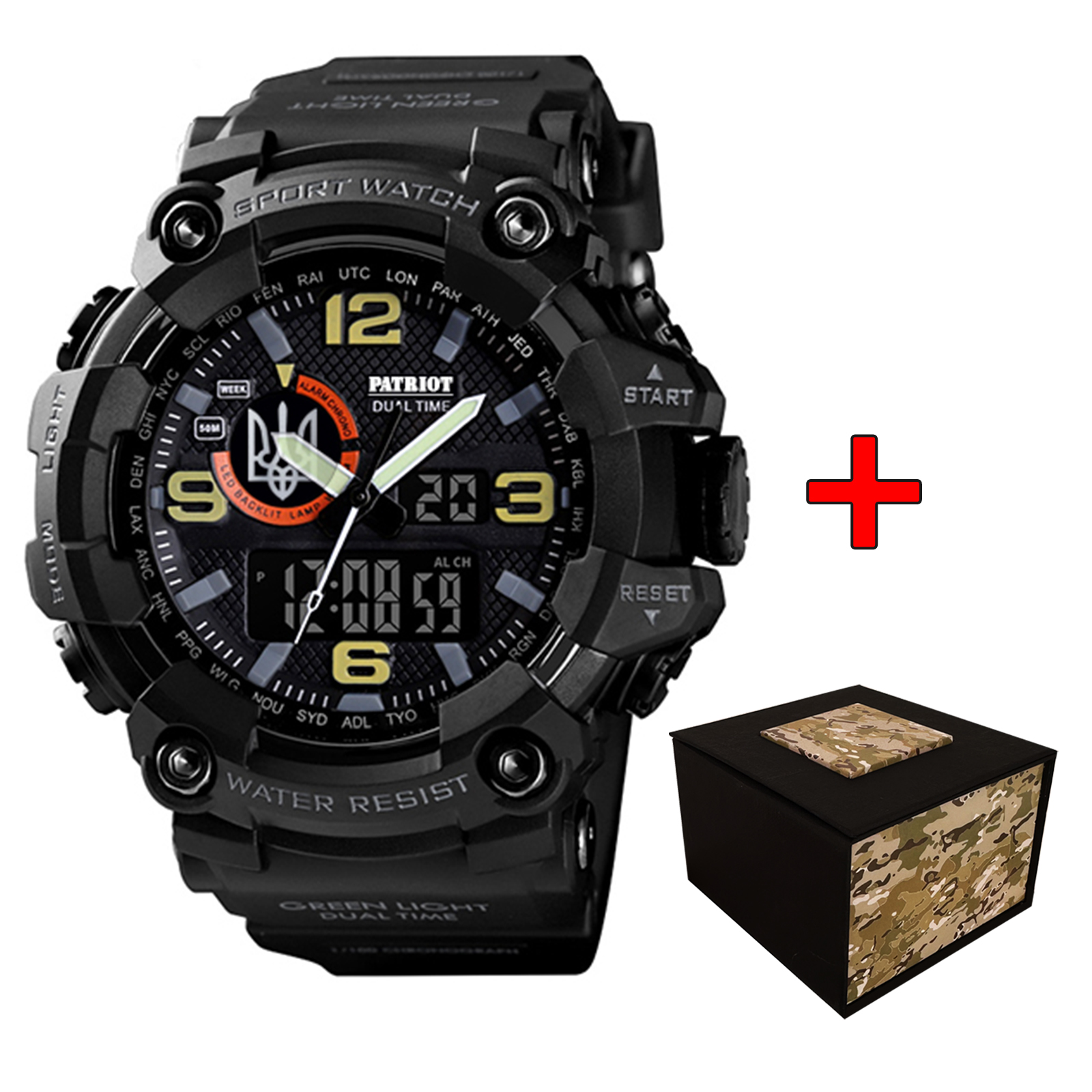 Наручний годинник Patriot 002BKUASI Тризуб срібло Чорні + Коробка img-1