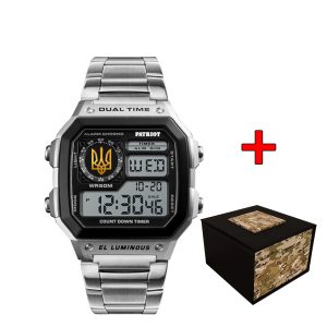 Наручний годинник Patriot 011BKUAGD Тризуб золото Срібло + Коробка img-1