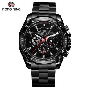 Наручний годинник Forsining 6910 All Black Steel img-1
