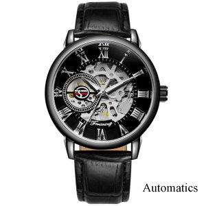 Наручний годинник Forsining 8099A All Black Leather img-1