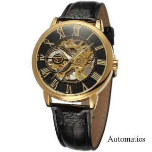 Наручний годинник Forsining 8099A Black-Gold-Black Leather img-1