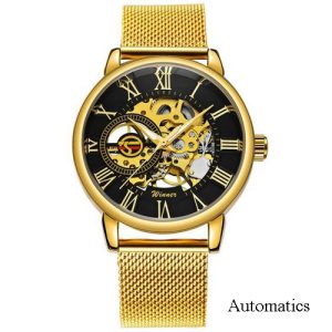 Наручний годинник Forsining 8099A Gold-Black Mesh img-1