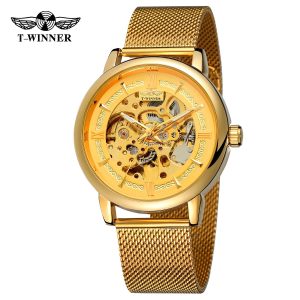 Наручний годинник Forsining 8173 Gold-Gold Mesh img-1