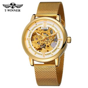 Наручний годинник Forsining 8173 Gold-White Mesh img-1