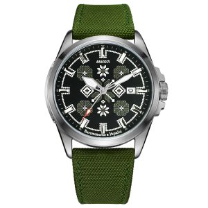 Awarder Embroidery Silver-Army Green Green Automatic 10ATM