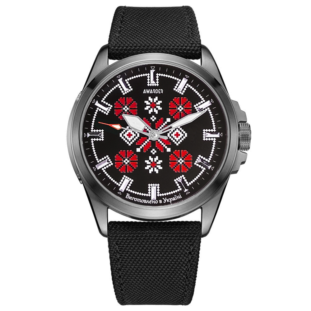 Awarder Embroidery Silver-Red Black Battery 10ATM