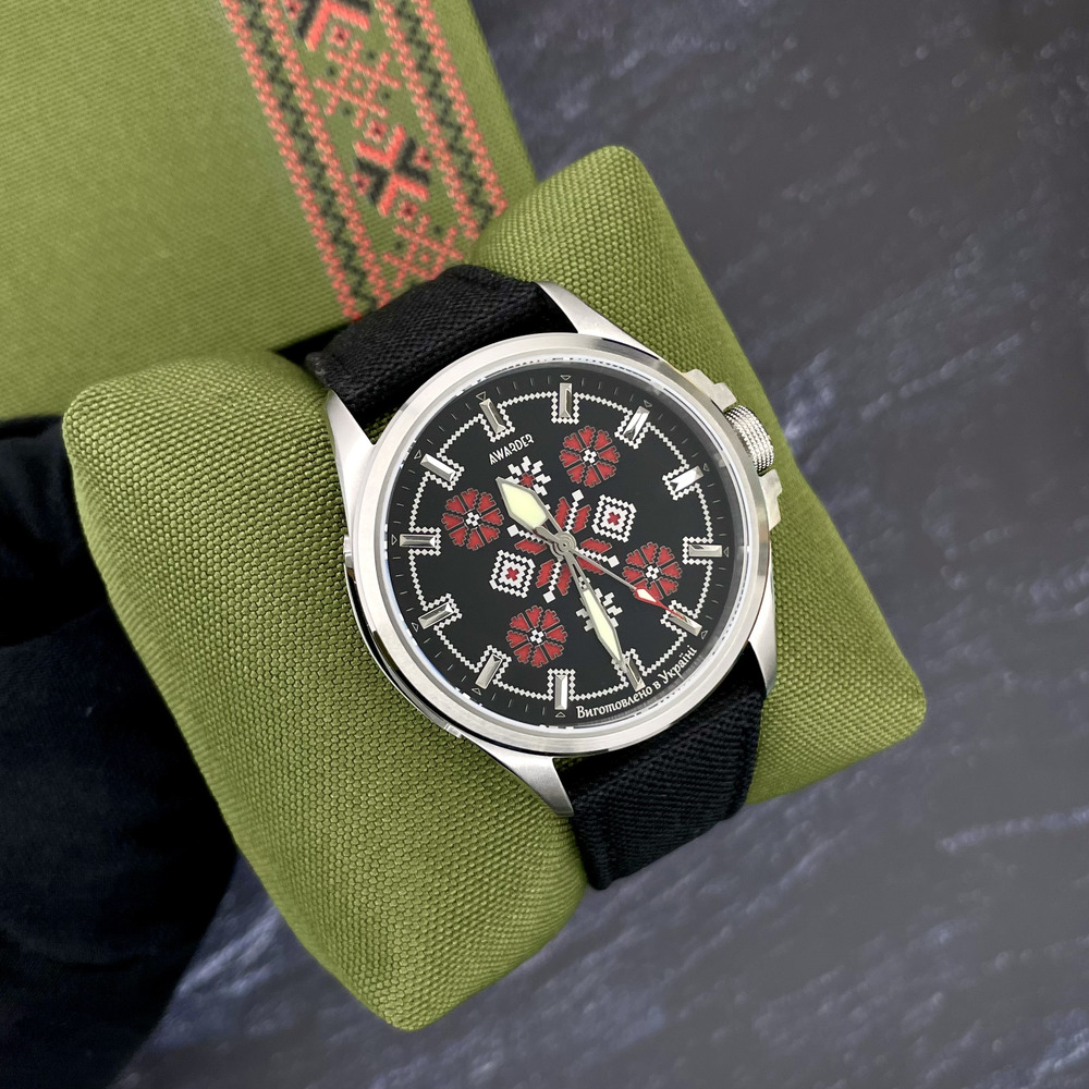 Awarder Embroidery Silver-Red Black Battery 10ATM - Зображення 4