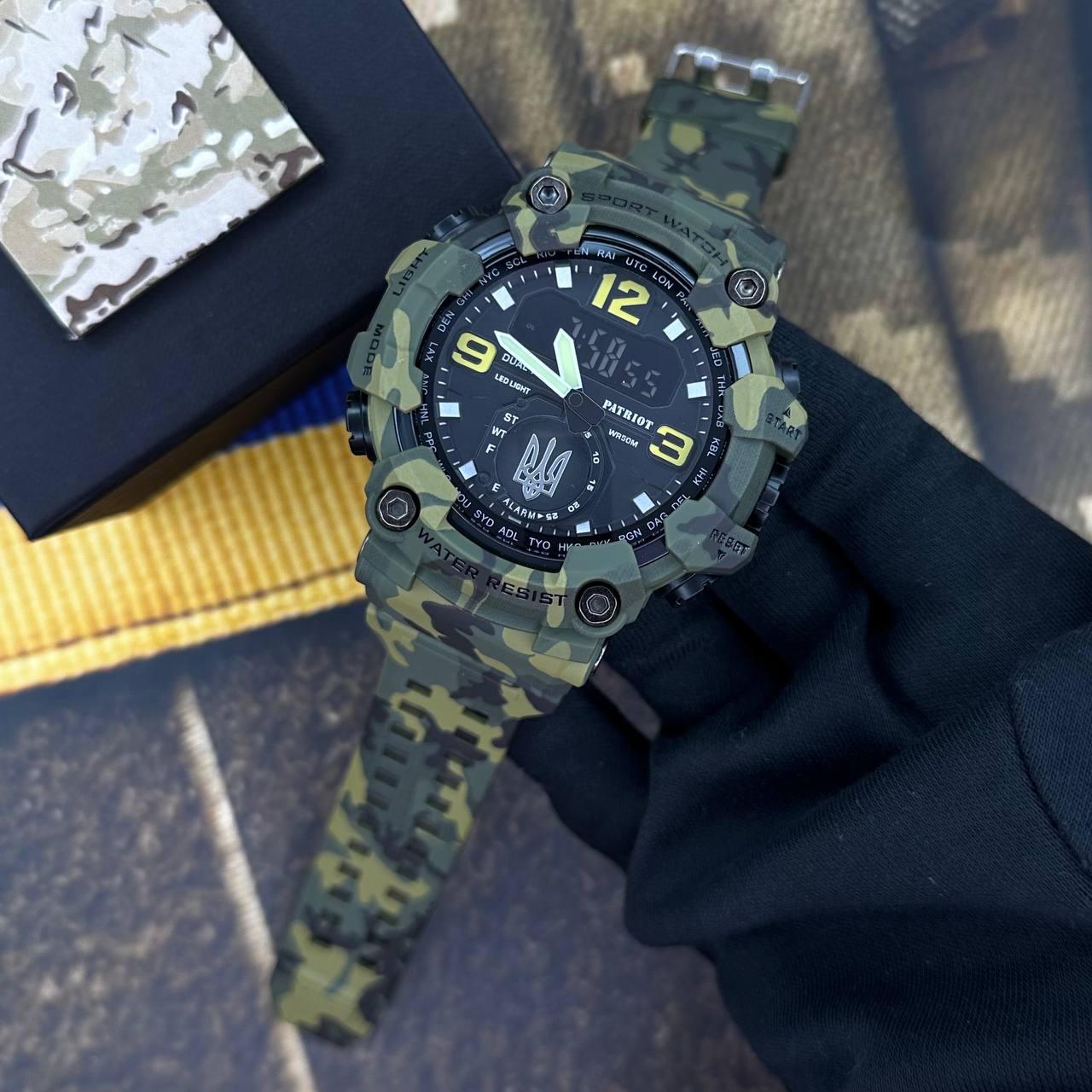 Patriot 004CMGRUASI Тризуб срібло Зелений камуфляж + Коробка. - Зображення 2