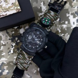 godinnik_naruchniy_patriot_005_trizub_sriblo_chorniy_parakordoviy_reminets_camo_green_korobka_1