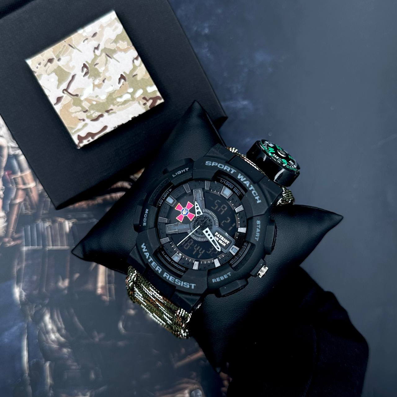 Patriot 005BKSU ЗСУ Чорні Паракордовий ремінець Camo Green+ Коробка. — изображение 2