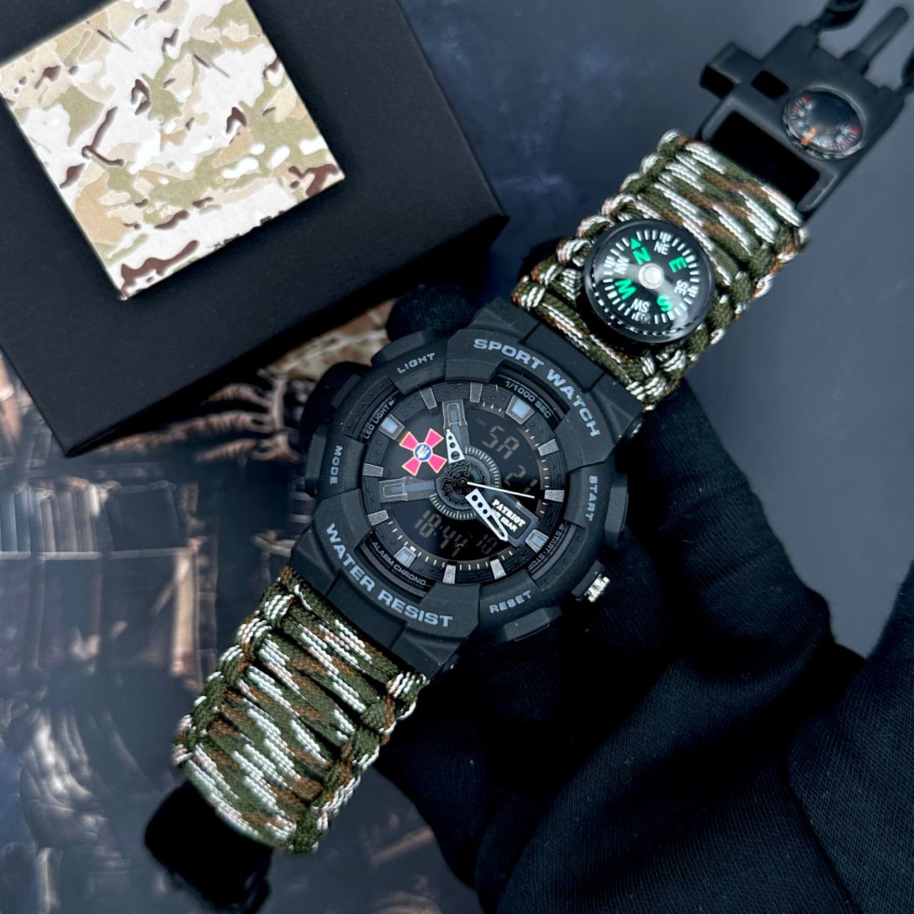 Patriot 005BKSU ЗСУ Чорні Паракордовий ремінець Camo Green+ Коробка. — изображение 3