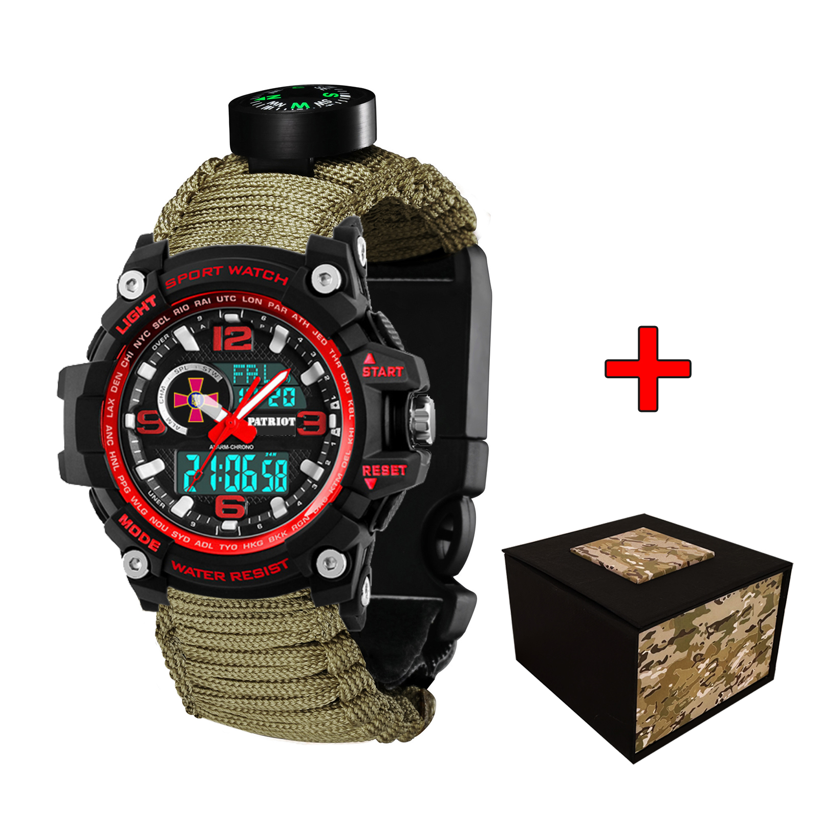 Patriot 012BKRDSU ЗСУ Чорні з червоним Паракордовий ремінець Army Green + Коробка