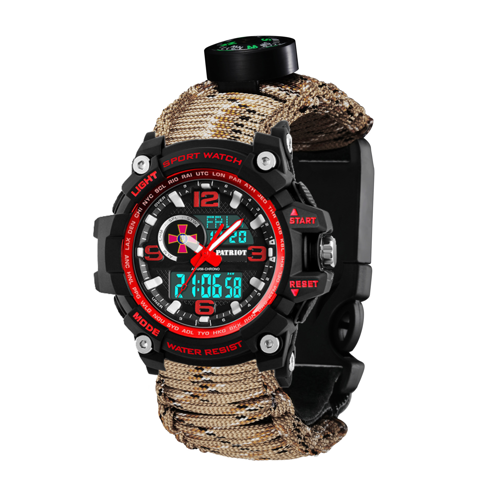 Patriot 012BKRDSU ЗСУ Чорні з червоним Паракордовий ремінець Desert Camo + Коробка — изображение 2