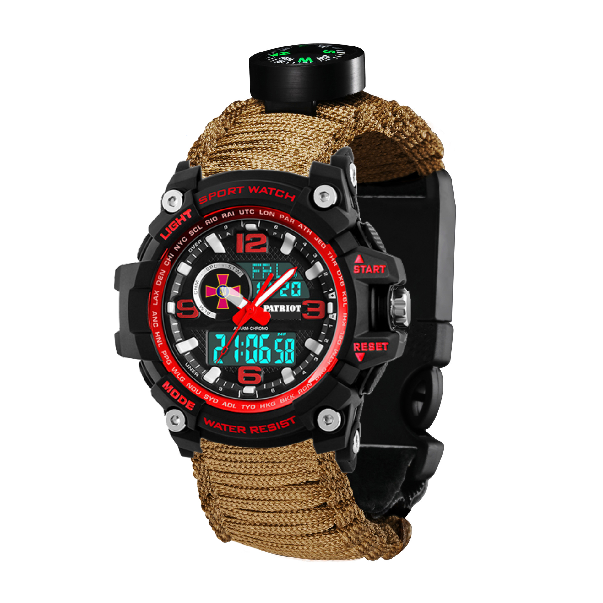 Patriot 012BKRDSU ЗСУ Чорні з червоним Паракордовий ремінець Khaki + Коробка — изображение 2