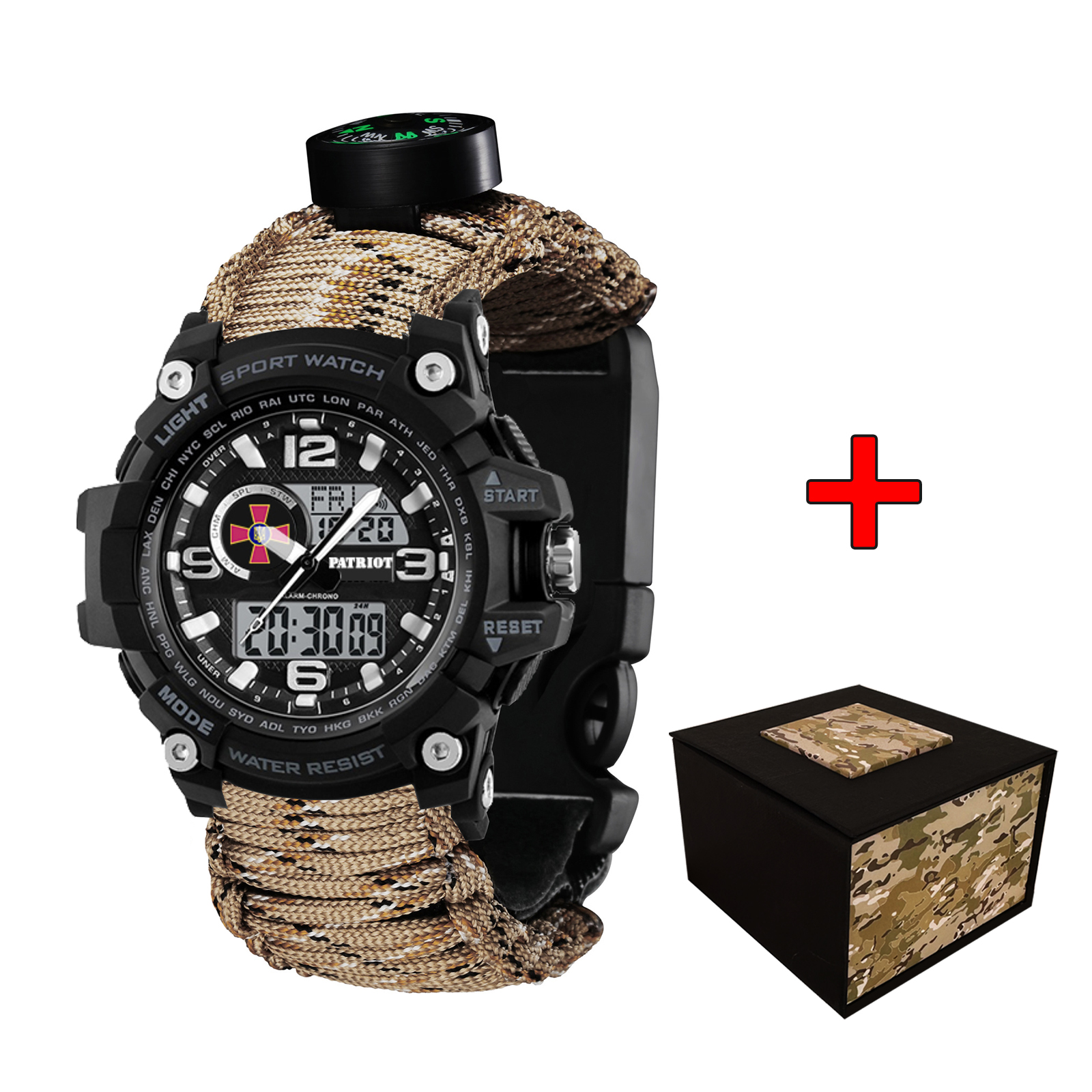 Patriot 012BKSU ЗСУ Чорні Паракордовий ремінець Desert Camo + Коробка