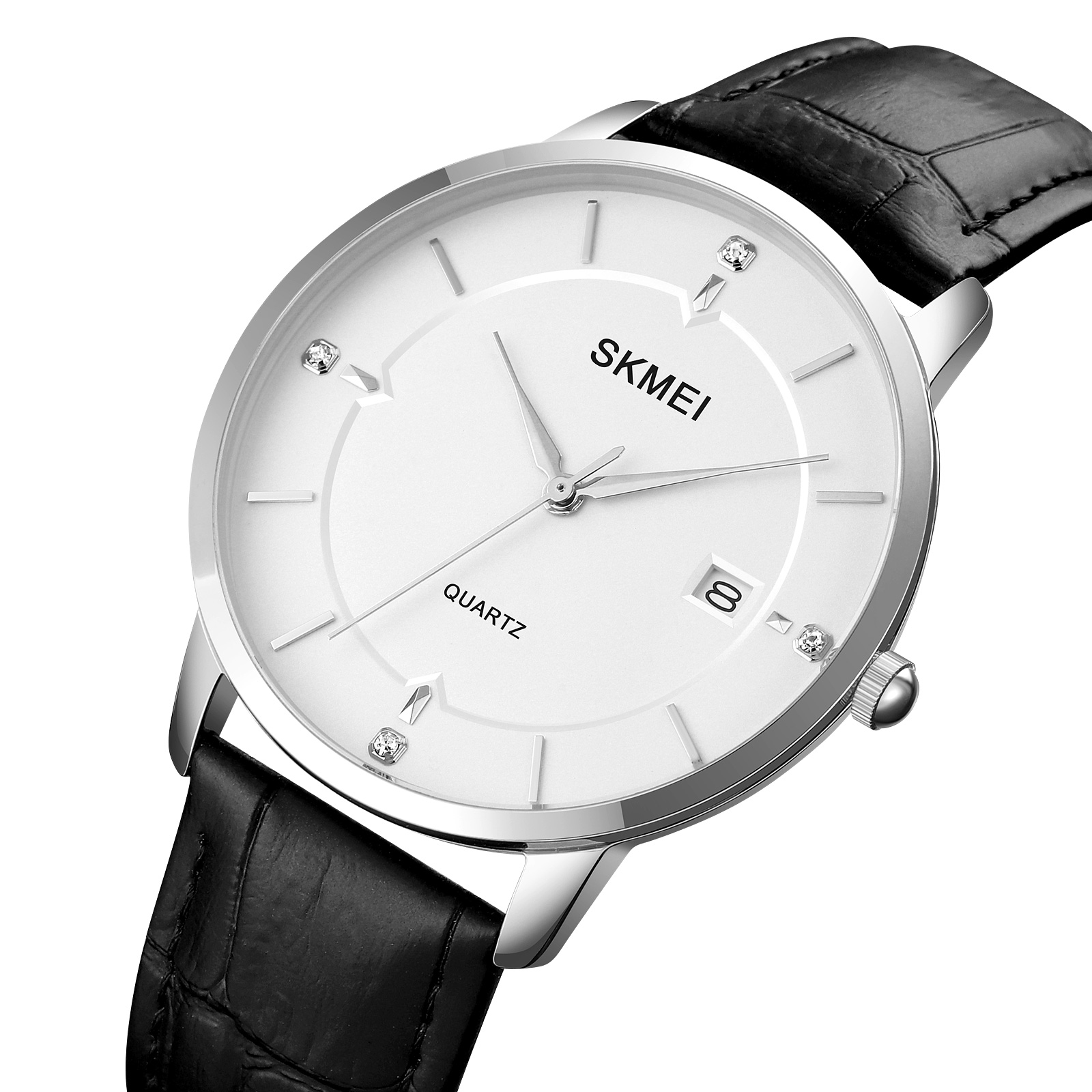 Skmei 1801LSIWT Silver-Black White Leather — изображение 2