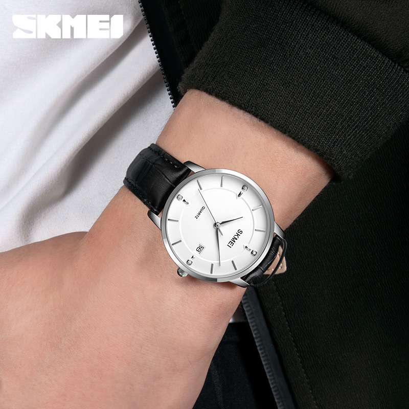 Skmei 1801LSIWT Silver-Black White Leather — изображение 3