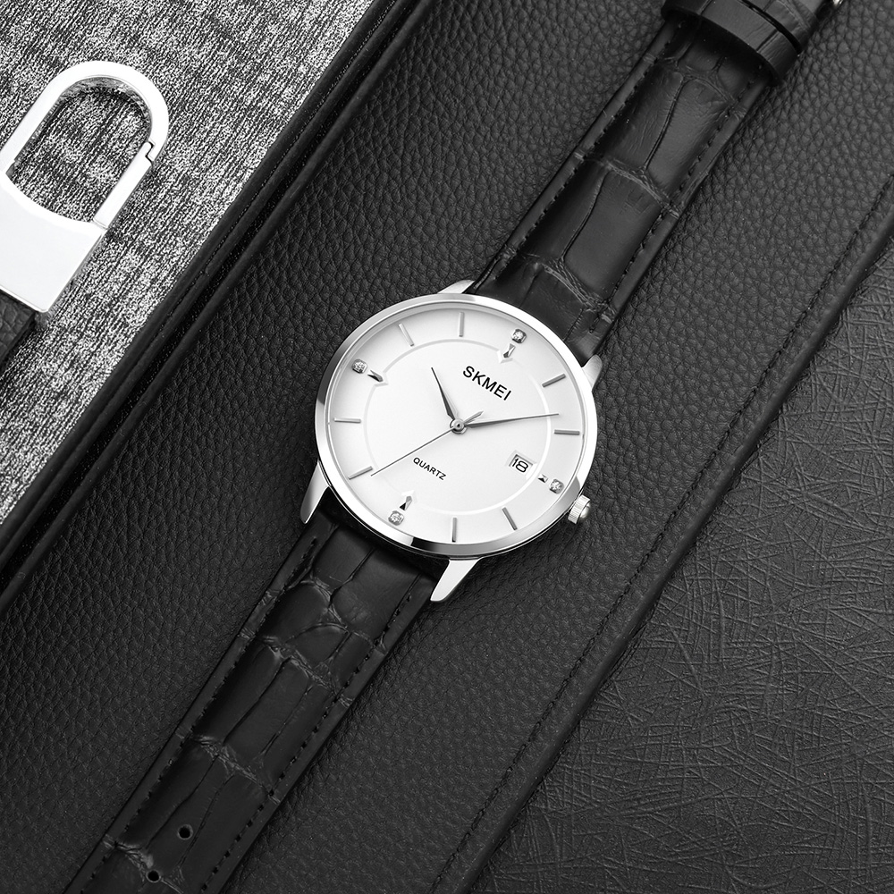 Skmei 1801LSIWT Silver-Black White Leather — изображение 4