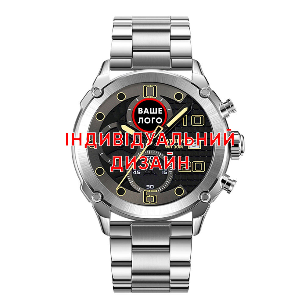 Наручний годинник Awarder 016 Silver-Black Steel Індивідуальний дизайн img-1