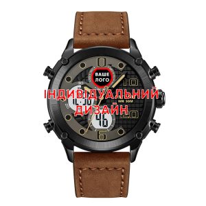 Наручний годинник Awarder 017 Black-White-Brown Індивідуальний дизайн img-1