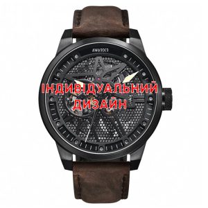 Наручний годинник Awarder 058 Black-White Leather Індивідуальний дизайн img-1