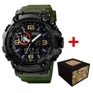 Наручний годинник Awarder 002AGUASI Тризуб срібло Зелені + Коробка. img-1