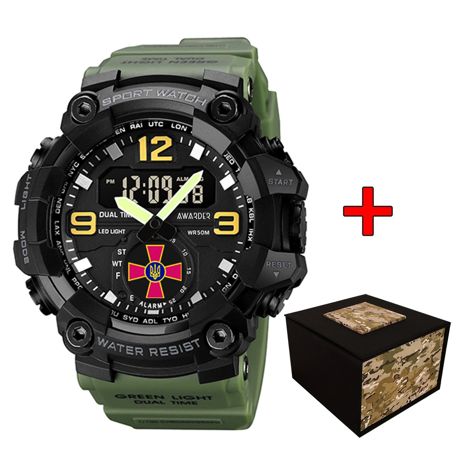 Наручний годинник Awarder 003AGSU ЗСУ Зелені + Коробка. img-1