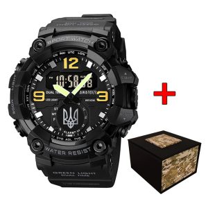 Наручний годинник Awarder 003BKUASI Тризуб срібло Чорні + Коробка. img-1