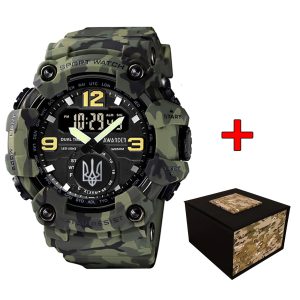 Наручний годинник Awarder 004 Тризуб срібло Camo Green img-1