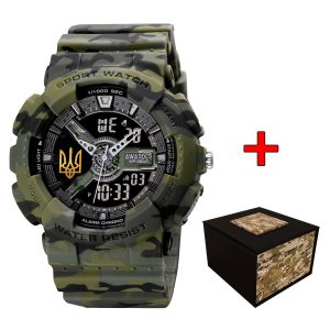 Наручний годинник Awarder 005 Тризуб золото Camo Green img-1