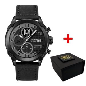 Наручний годинник Awarder 016 Тризуб срібло All Black img-1