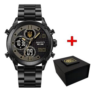 Наручний годинник Awarder 017 Тризуб золото All Black Steel img-1