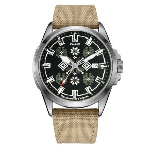 Наручний годинник Awarder Embroidery Silver-Army Green Khaki Automatic 10ATM img-1