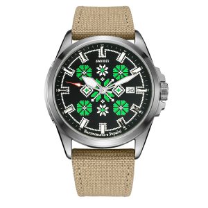 Наручний годинник Awarder Embroidery Silver-Green Khaki Automatic 10ATM img-1