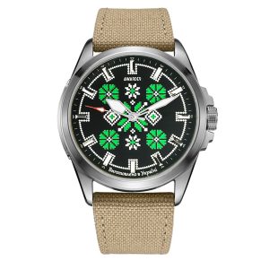 Наручний годинник Awarder Embroidery Silver-Green Khaki Battery 10ATM img-1