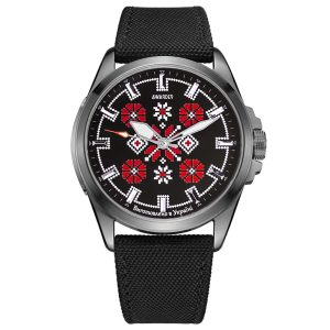 Наручний годинник Awarder Embroidery Silver-Red Black Battery 10ATM img-1