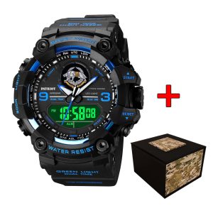 Наручний годинник Patriot 001BUSSO ССО Чорні з синім + Коробка img-1