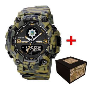 Наручний годинник Patriot 001CMGRPO Поліція Зелений камуфляж + Коробка. img-1