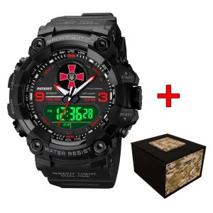 Наручний годинник Patriot 001RDZSU ЗСУ Чорні з червоним + Коробка. img-1