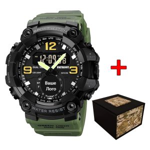 Наручний годинник Patriot 003AG Ваше лого Зелені + Коробка img-1