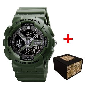 Наручний годинник Patriot 005 Тризуб срібло Army Green + Коробка img-1