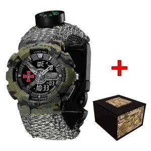 Наручний годинник Patriot 005CMGRSU ЗСУ Зелений камуфляж Паракордовий ремінець ACU + Коробка img-1