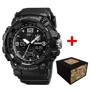 Наручний годинник Patriot 006BKUASI Тризуб срібло Чорні + Коробка. img-1