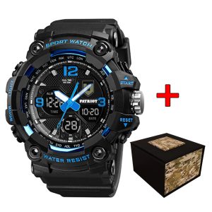 Наручний годинник Patriot 006BUTRO ТРО Чорні з синім + Коробка img-1