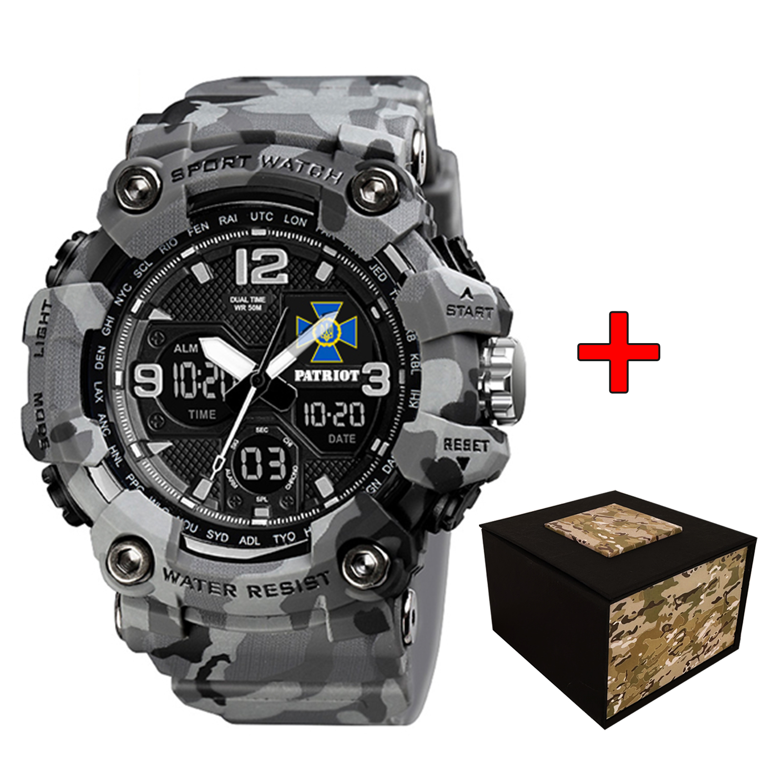 Наручний годинник Patriot 006CMGYSBU СБУ Сірий камуфляж + Коробка img-1