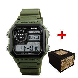 Наручний годинник Patriot 010AG Ваше лого Зелені + Коробка img-1