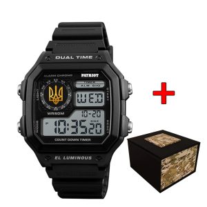 Наручний годинник Patriot 010BKUAGD Тризуб золото Чорні + Коробка. img-1