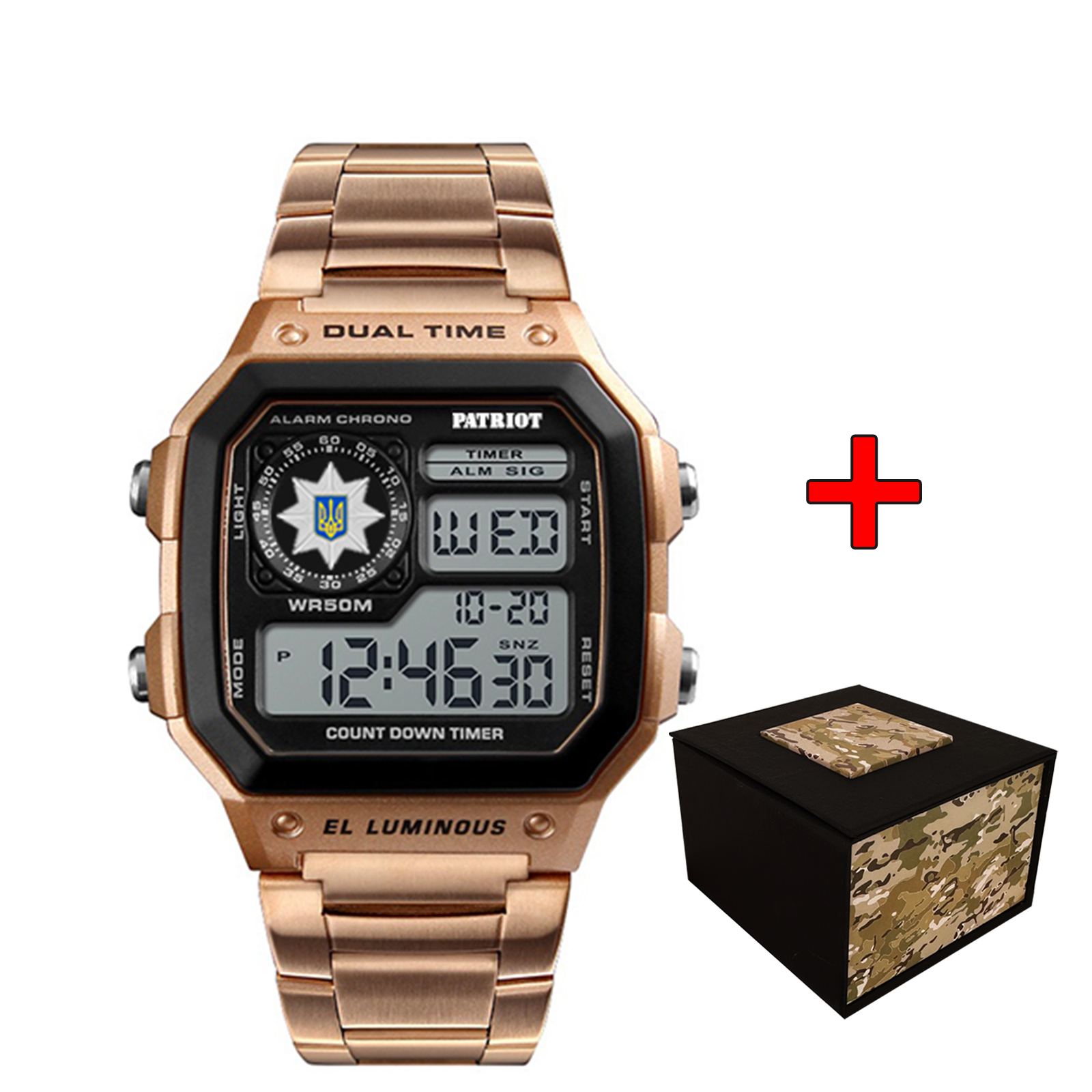 Наручний годинник Patriot 011RGPO Поліція Рожеве Золото + Коробка img-1