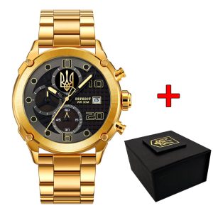 Наручний годинник Patriot 016 Тризуб золото Gold-Black Steel img-1